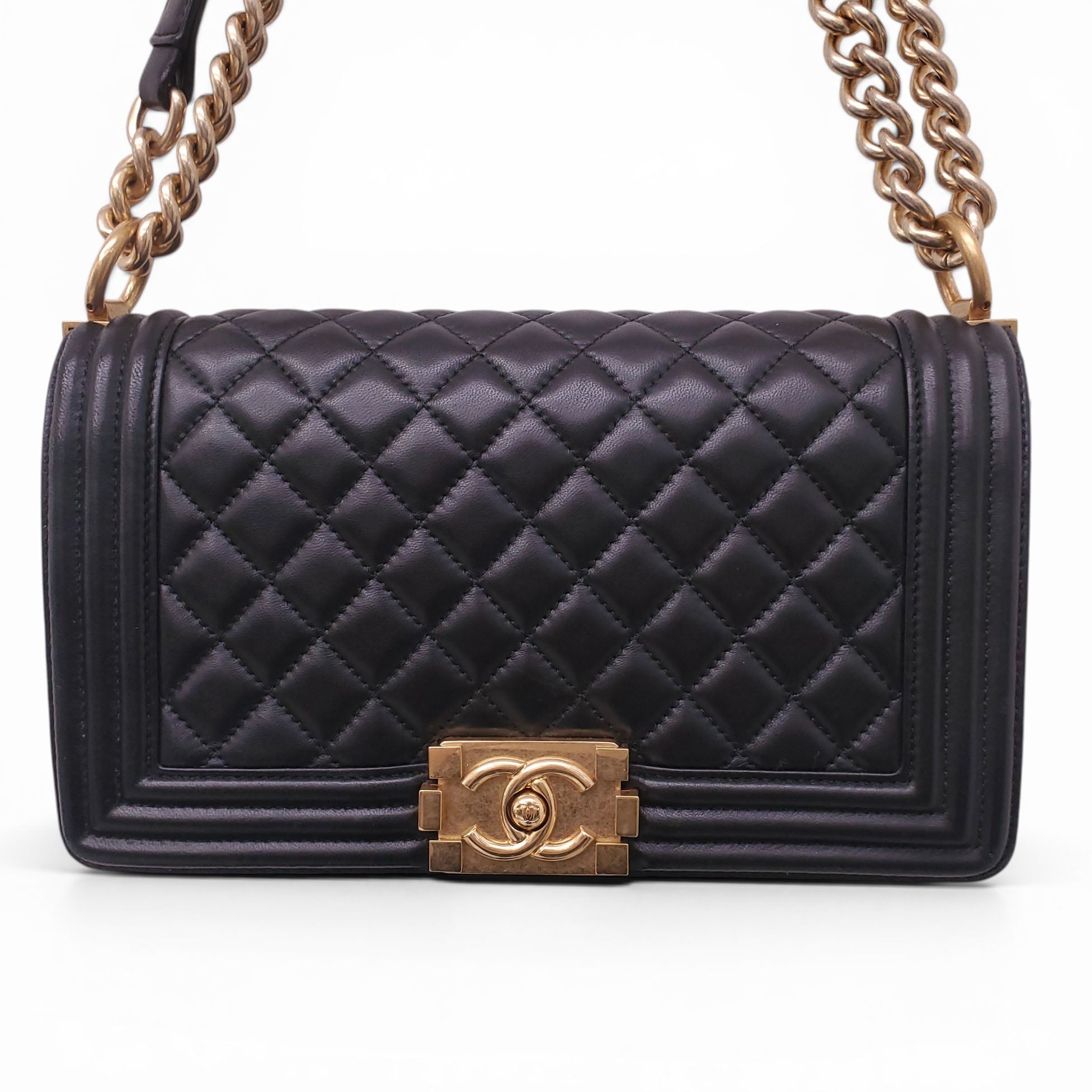 CHANEL BLACK LAMBSKIN BOY BAG