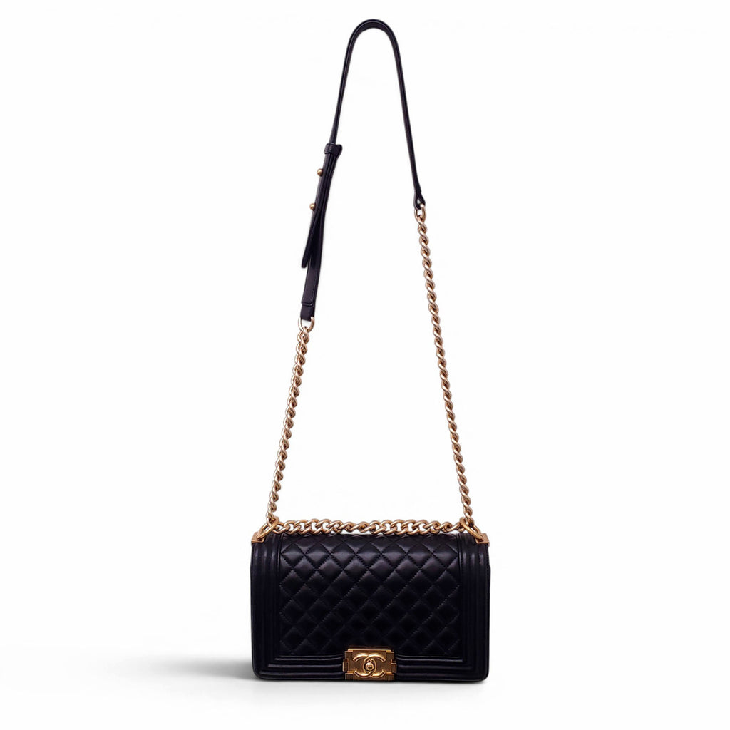 CHANEL BLACK LAMBSKIN BOY BAG