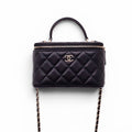 CHANEL BLACK LAMBSKIN QUILTED CC TOP HANDLE VANITY CASE CROSSBODY BAG