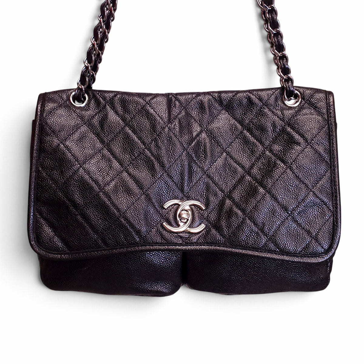 CHANEL BLACK LARGE NATURAL BEAUTY FLAP BAG