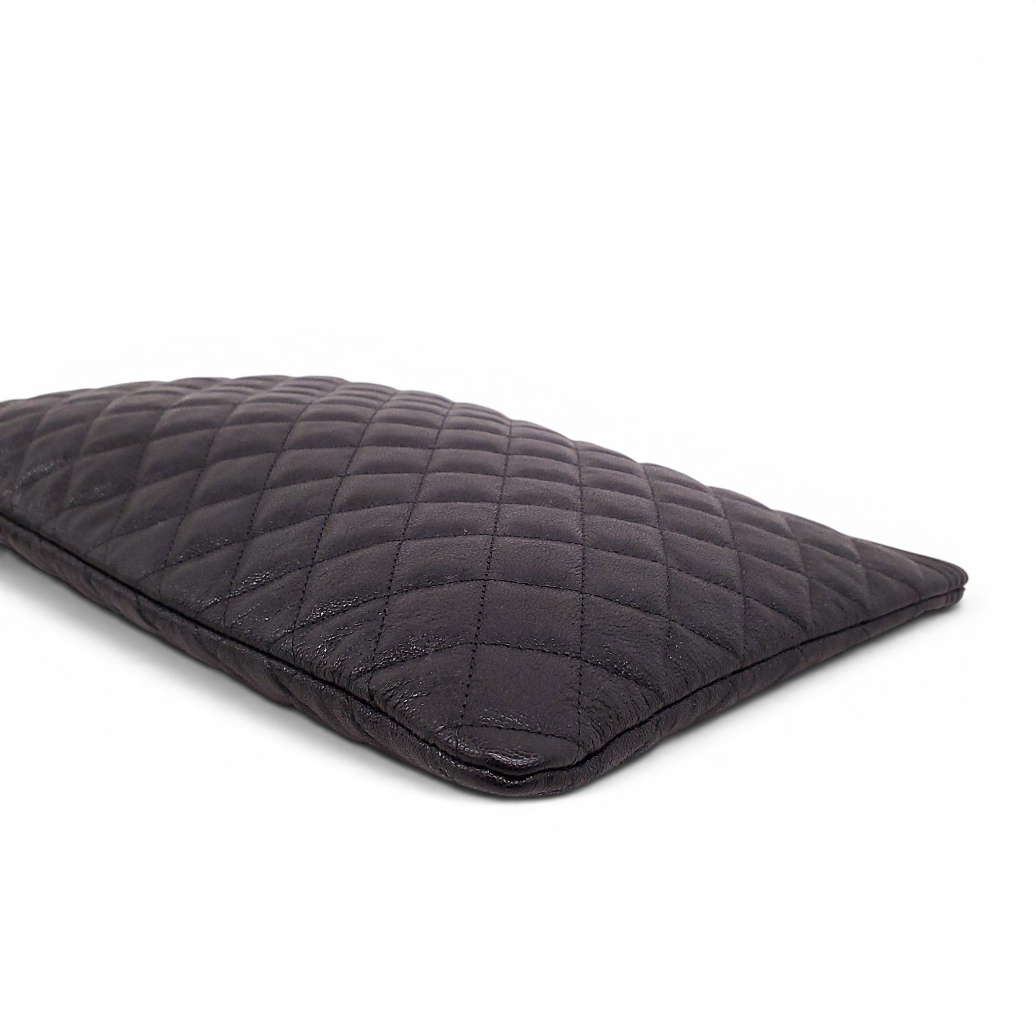 CHANEL BLACK LARGE QUILTED CAVIAR BOY CASE CLUTCH