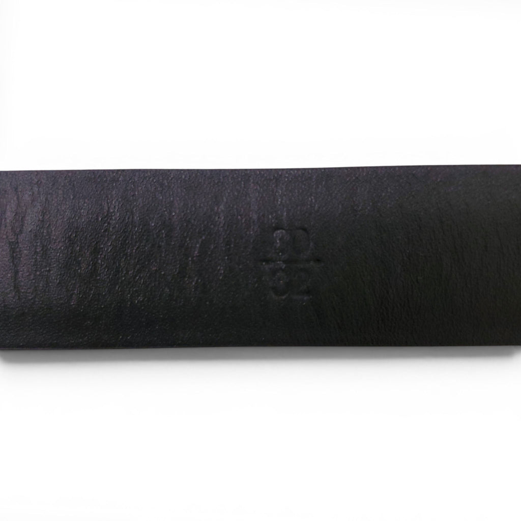 CHANEL BLACK LEATHER BELT WITH PEARL CC LOGO BUCKLE - SIZE 80