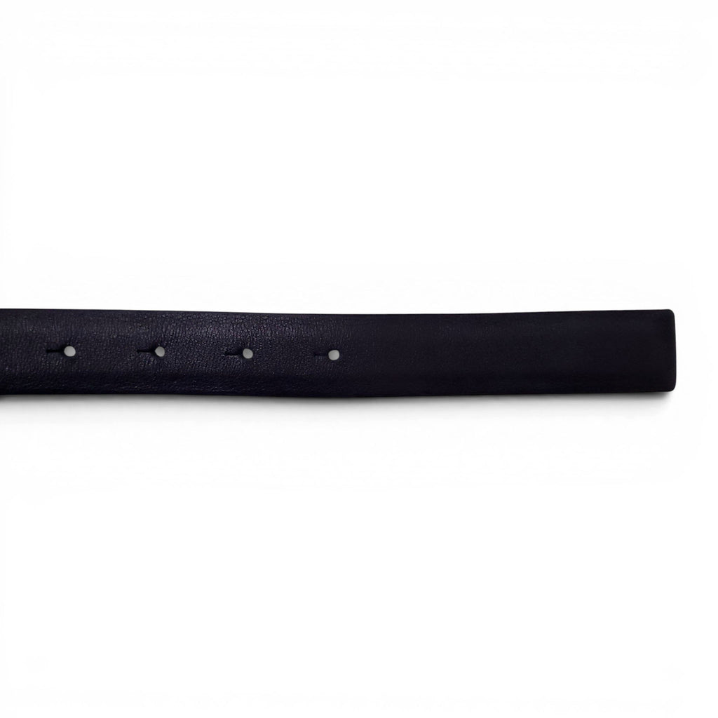 CHANEL BLACK LEATHER BELT WITH PEARL CC LOGO BUCKLE - SIZE 80