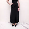 CHANEL BLACK LONG SKIRT WITH POCKETS AND LOGO - SIZE 38