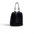 CHANEL BLACK ORYLAG MINK DRAWSTRING BUCKET BAG