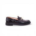 CHANEL BLACK PATENT CHAIN LOGO LOAFERS - SIZE 40C
