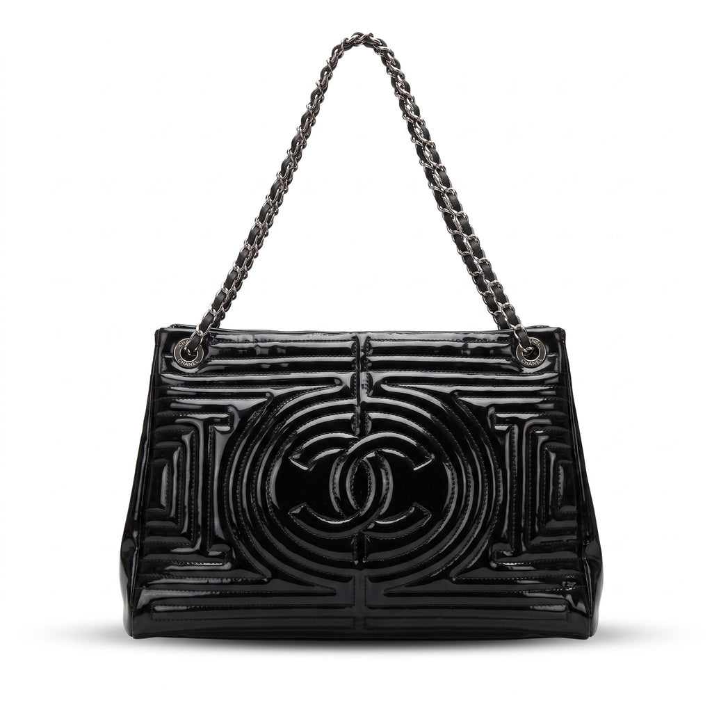 CHANEL BLACK PATENT PARIS-SHANGHAI COCO MING TOTE