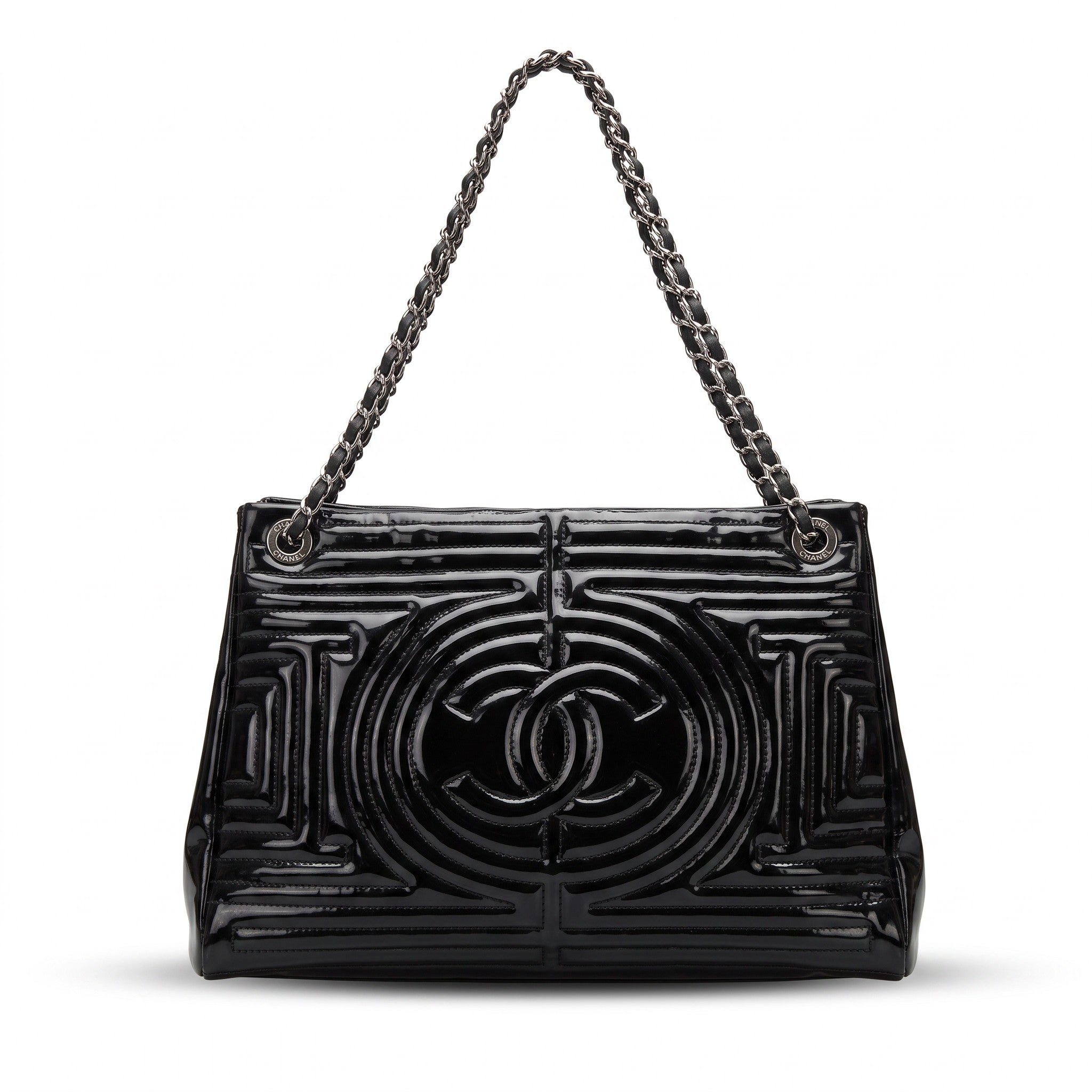 CHANEL BLACK PATENT PARIS-SHANGHAI COCO MING TOTE