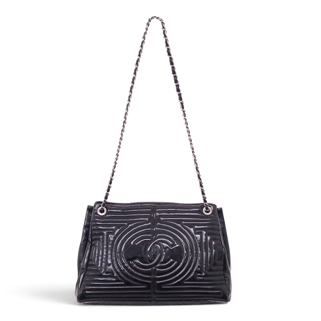 CHANEL BLACK PATENT PARIS-SHANGHAI COCO MING TOTE