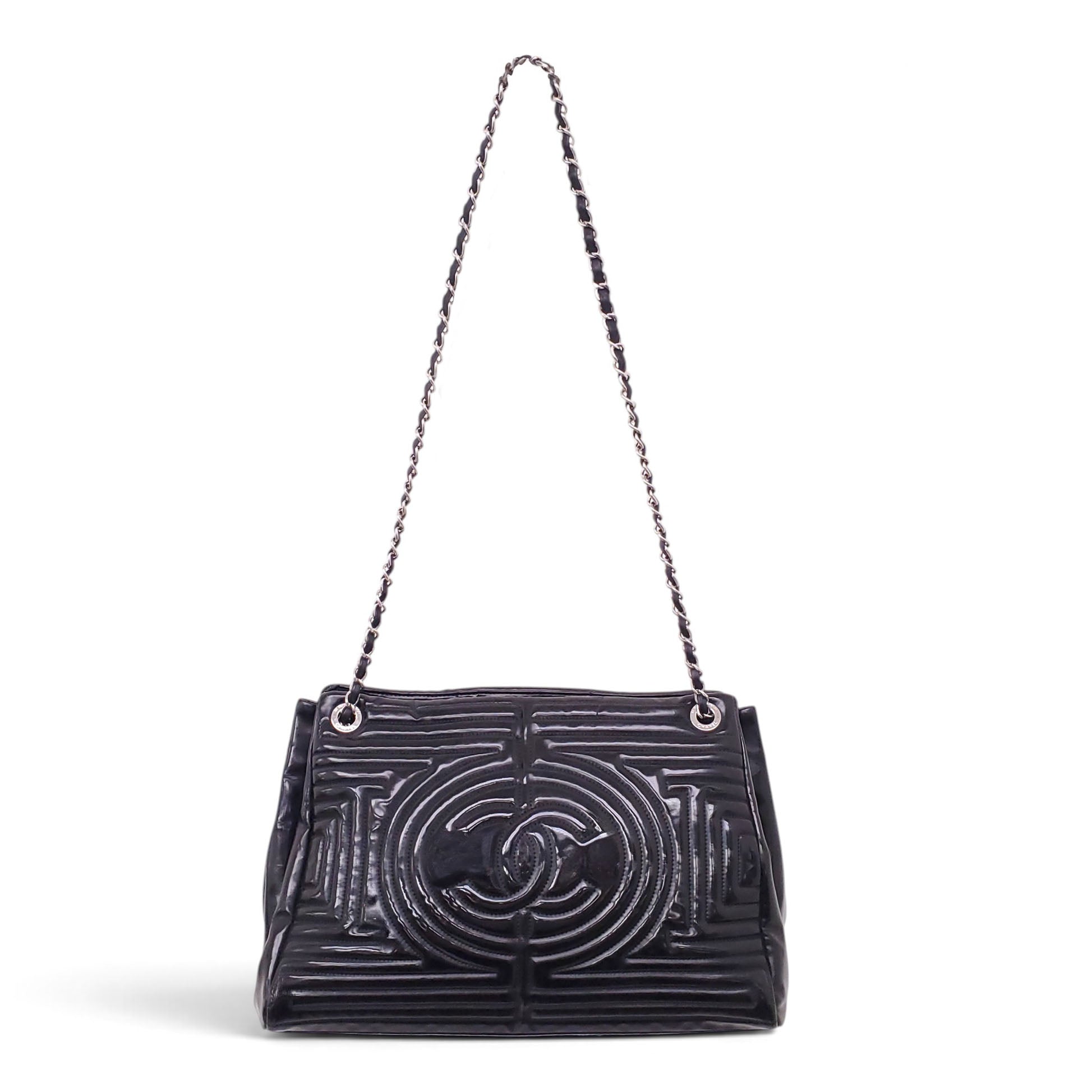 CHANEL BLACK PATENT PARIS-SHANGHAI COCO MING TOTE