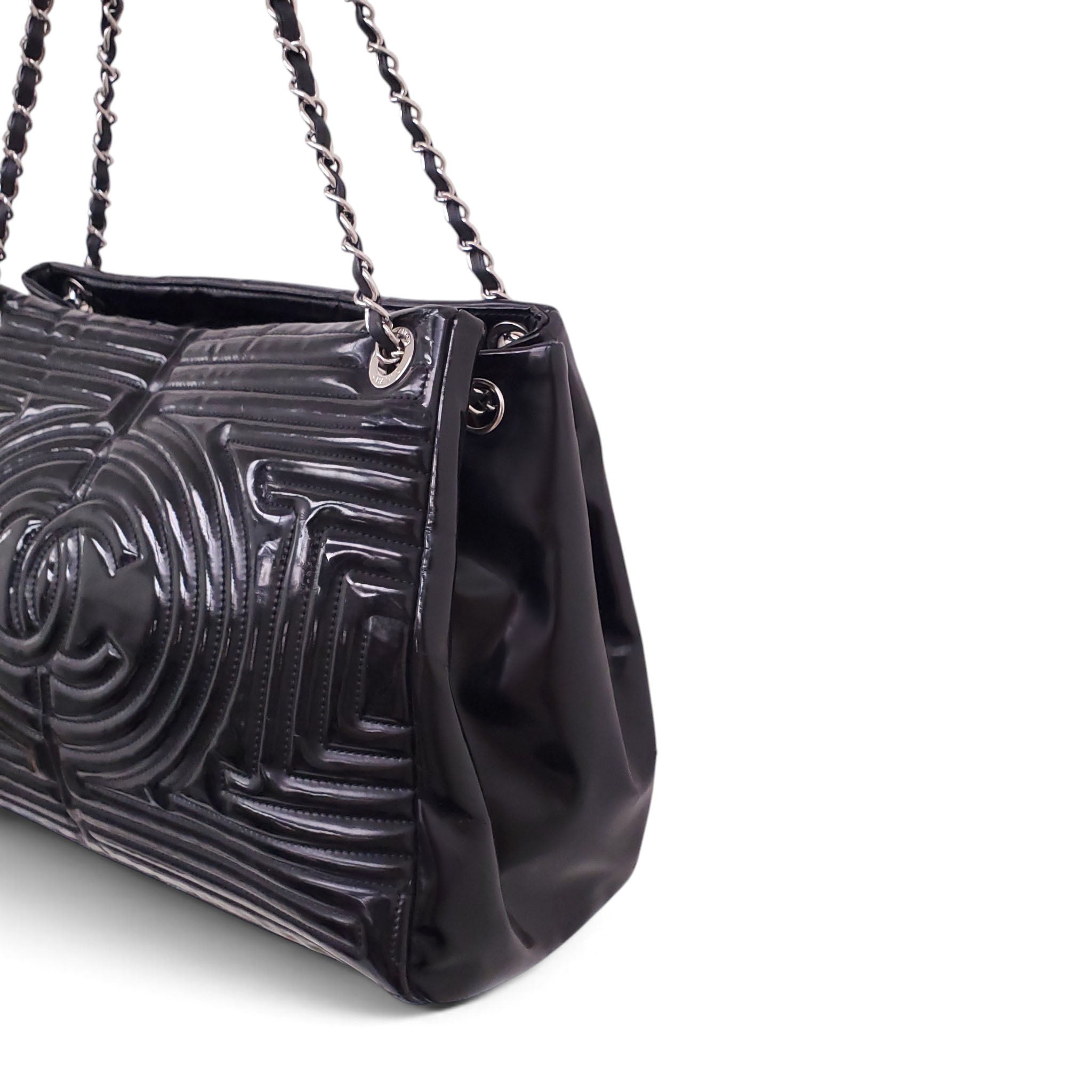 CHANEL BLACK PATENT PARIS-SHANGHAI COCO MING TOTE