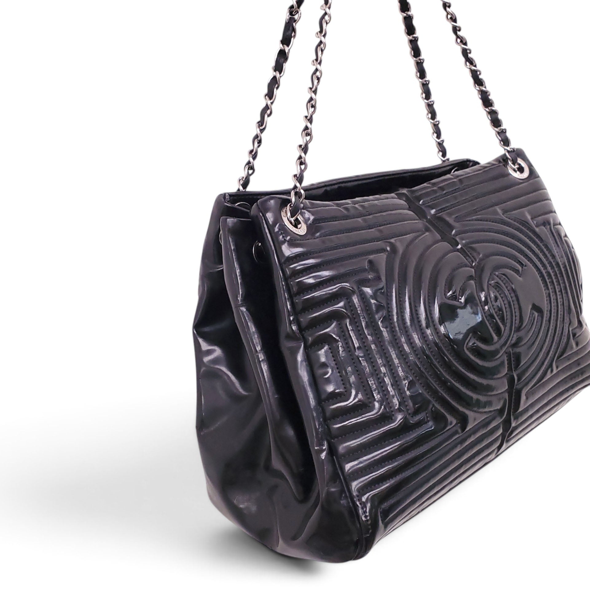 CHANEL BLACK PATENT PARIS-SHANGHAI COCO MING TOTE