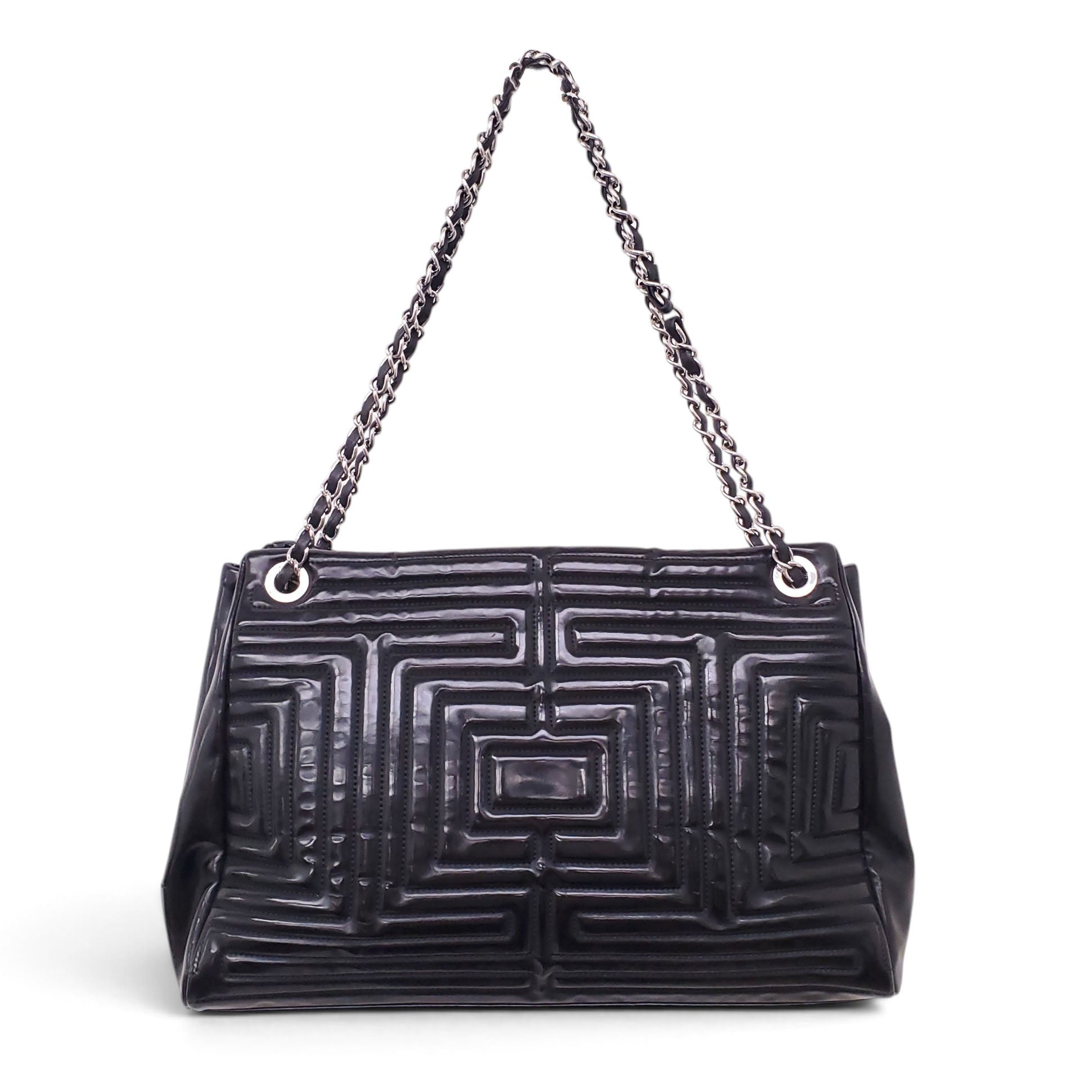 CHANEL BLACK PATENT PARIS-SHANGHAI COCO MING TOTE