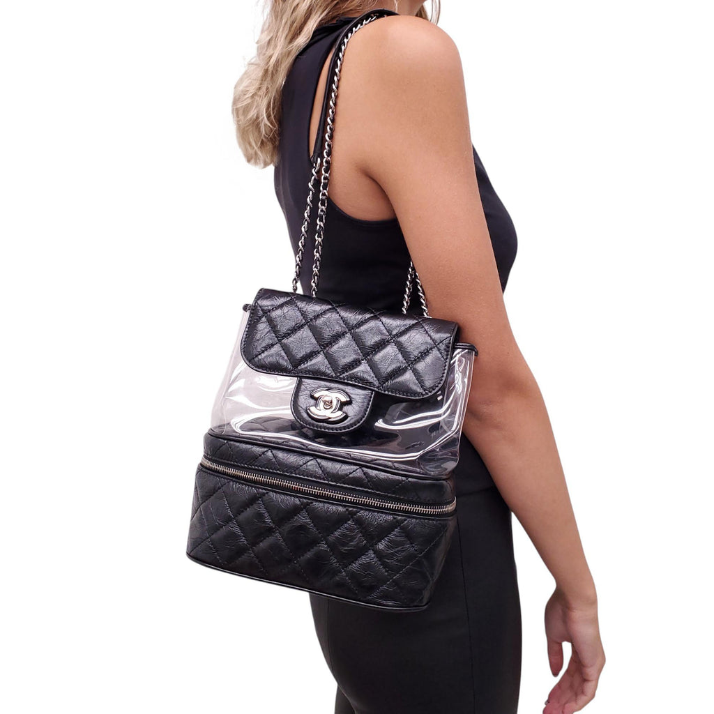 CHANEL BLACK PVC AQUARIUM BACKPACK