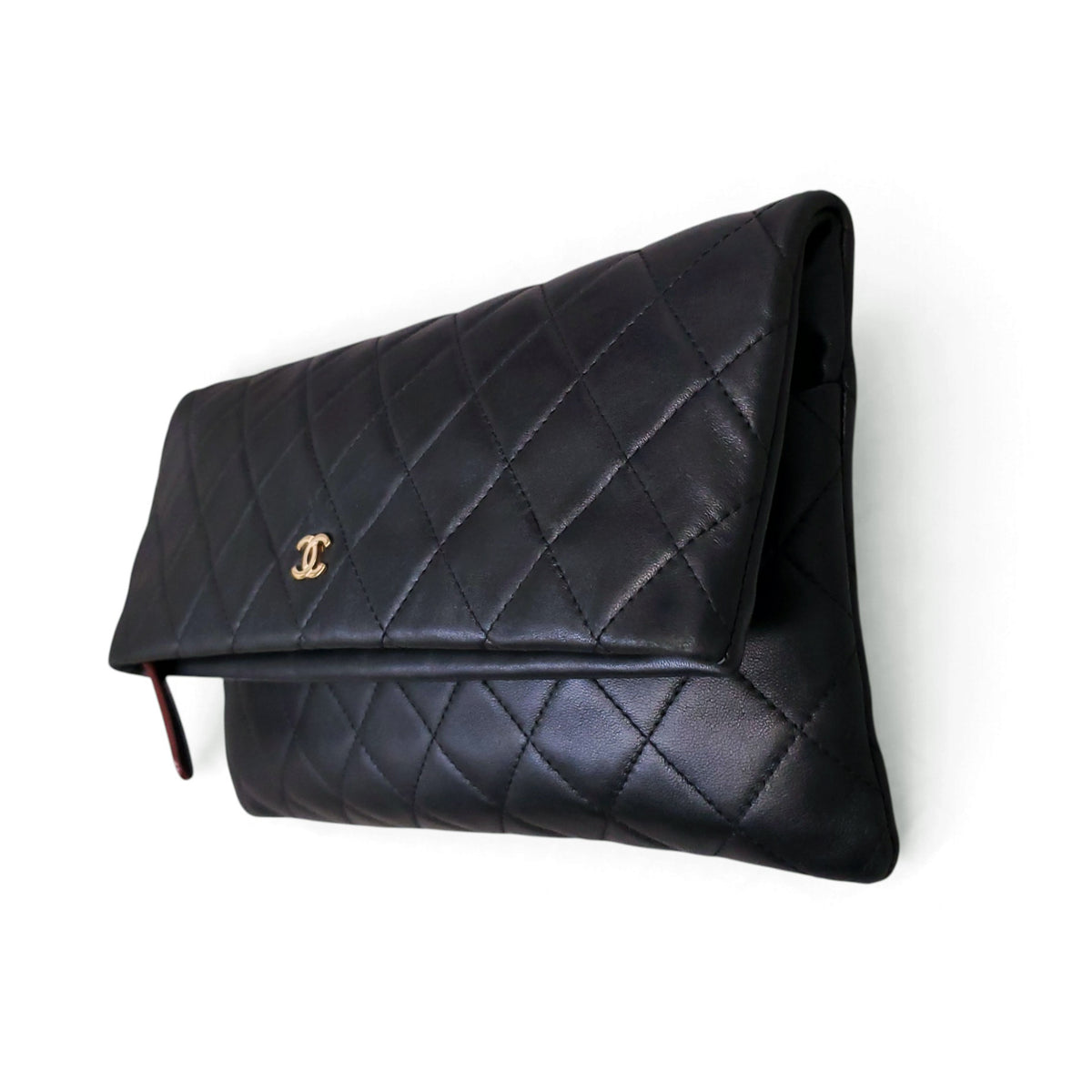CHANEL BLACK QUILTED BEAUTY CC FOLDOVER CLUTCH