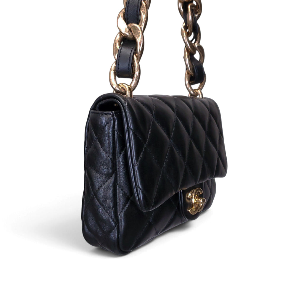 CHANEL BLACK SMALL FUNKY TOWN FLAP BAG