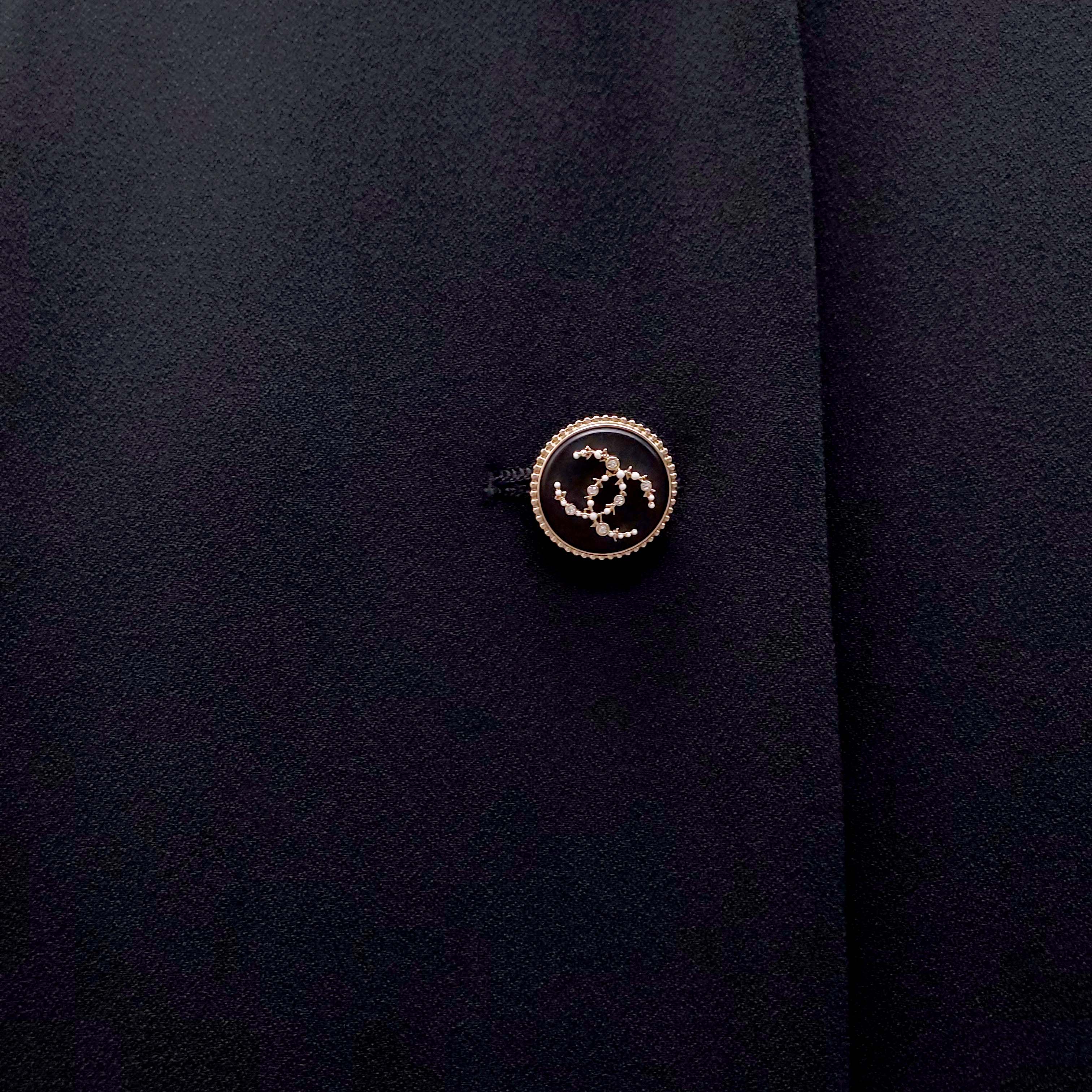 CHANEL BLACK TRENCH COAT WITH GOLD CHAIN DETAIL - SIZE 38