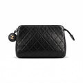 CHANEL BLACK VINTAGE POUCH WITH LOGO