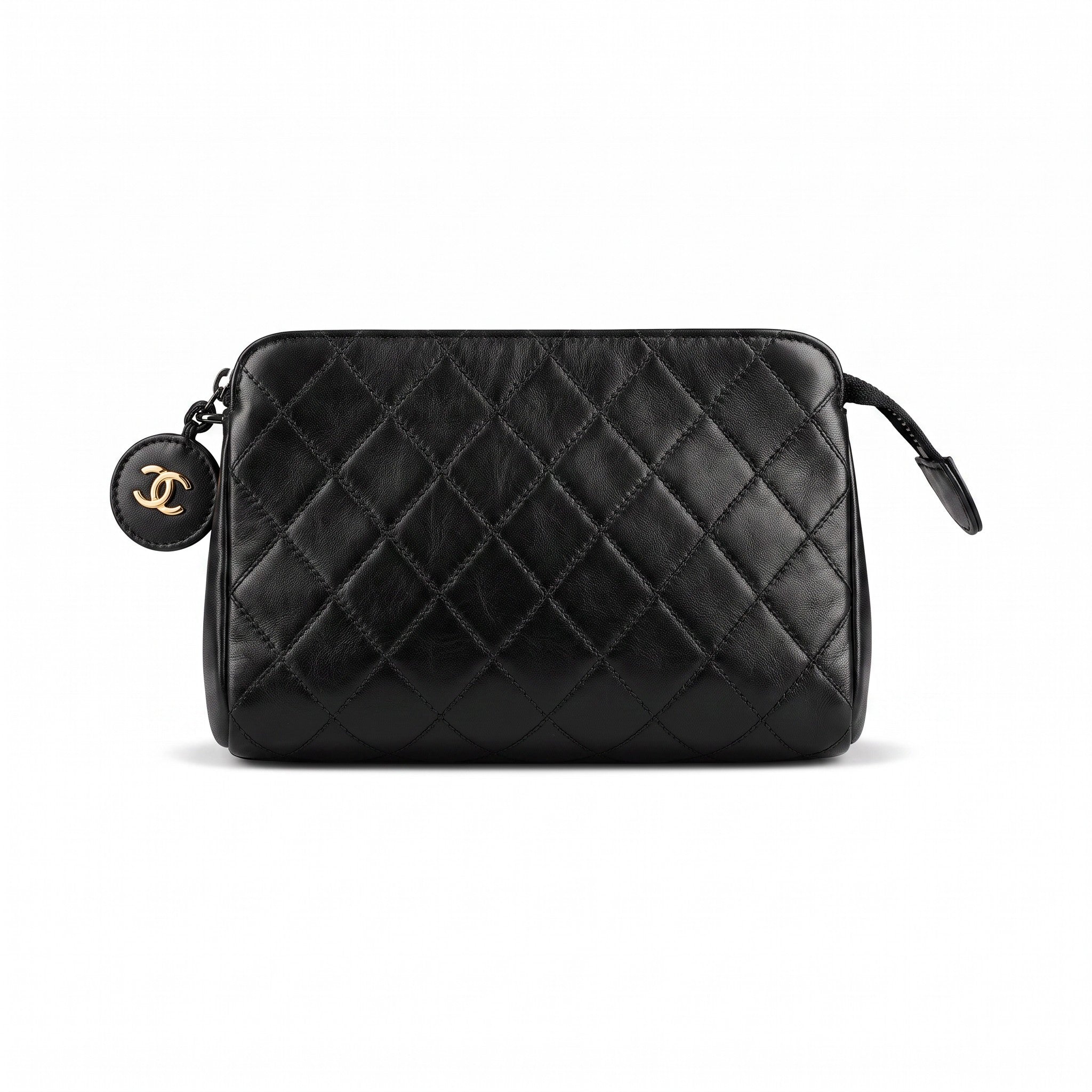 CHANEL BLACK VINTAGE POUCH WITH LOGO