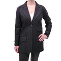 CHANEL BLACK WOVEN JACKET WITH LOGO BUTTONS - SIZE 38