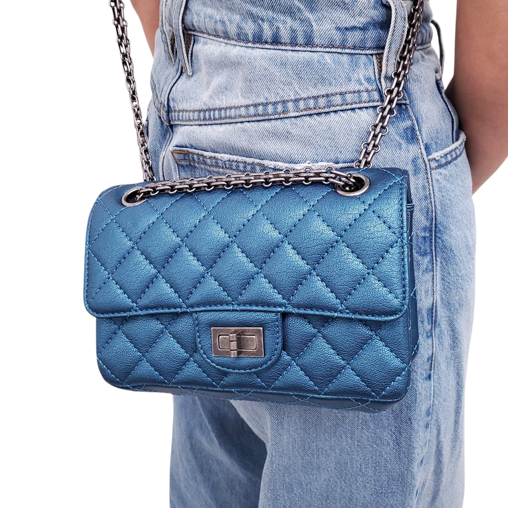 CHANEL BLUE METALLIC RE-ISSUE BAG