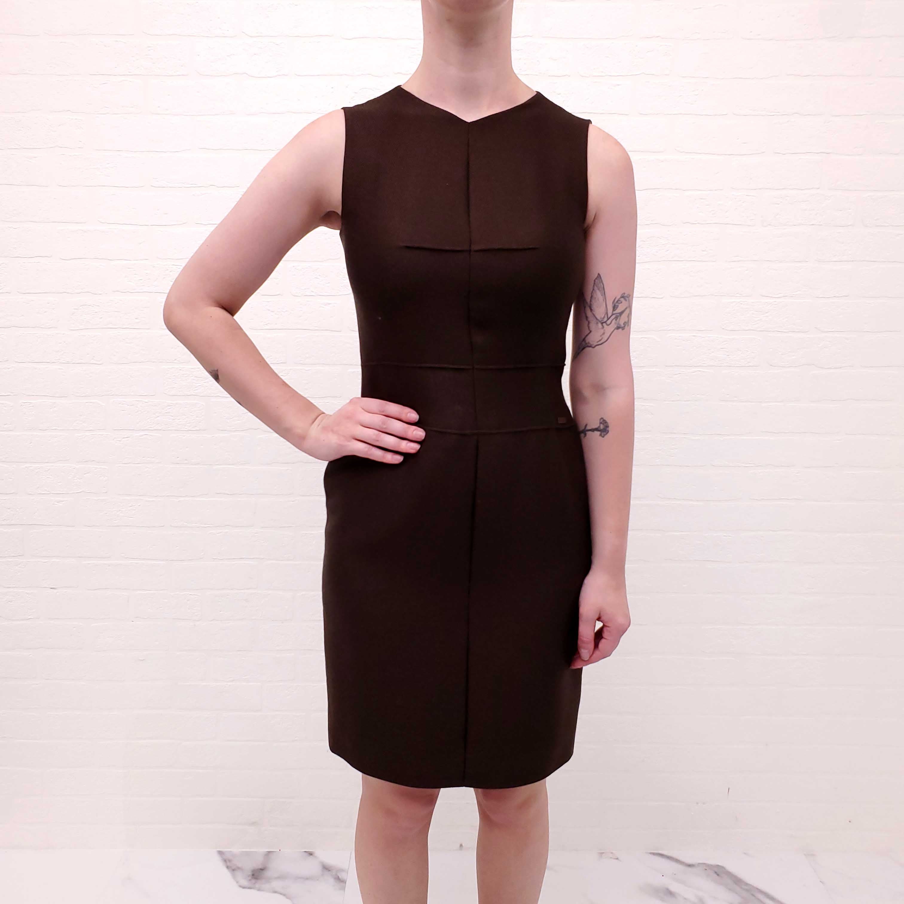 CHANEL BROWN MIDI DRESS - SIZE 36