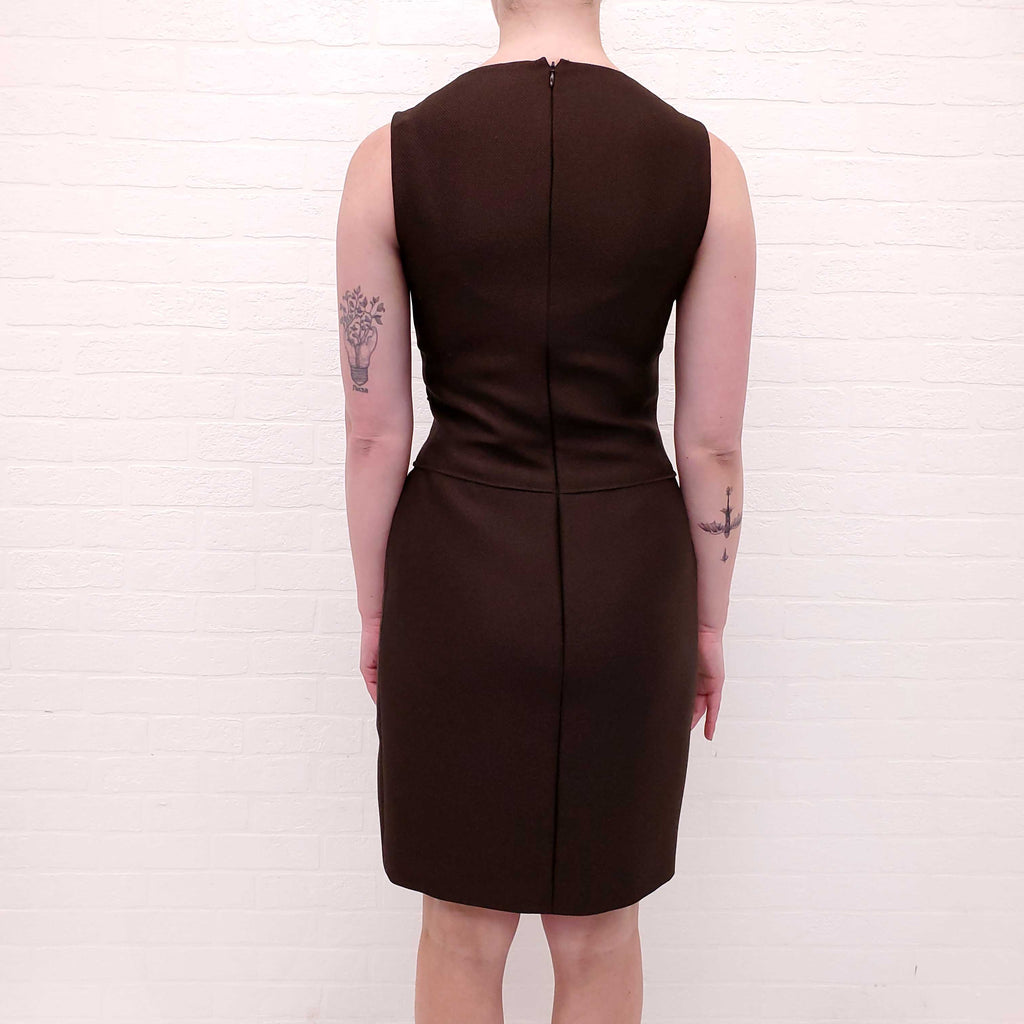 CHANEL BROWN MIDI DRESS - SIZE 36