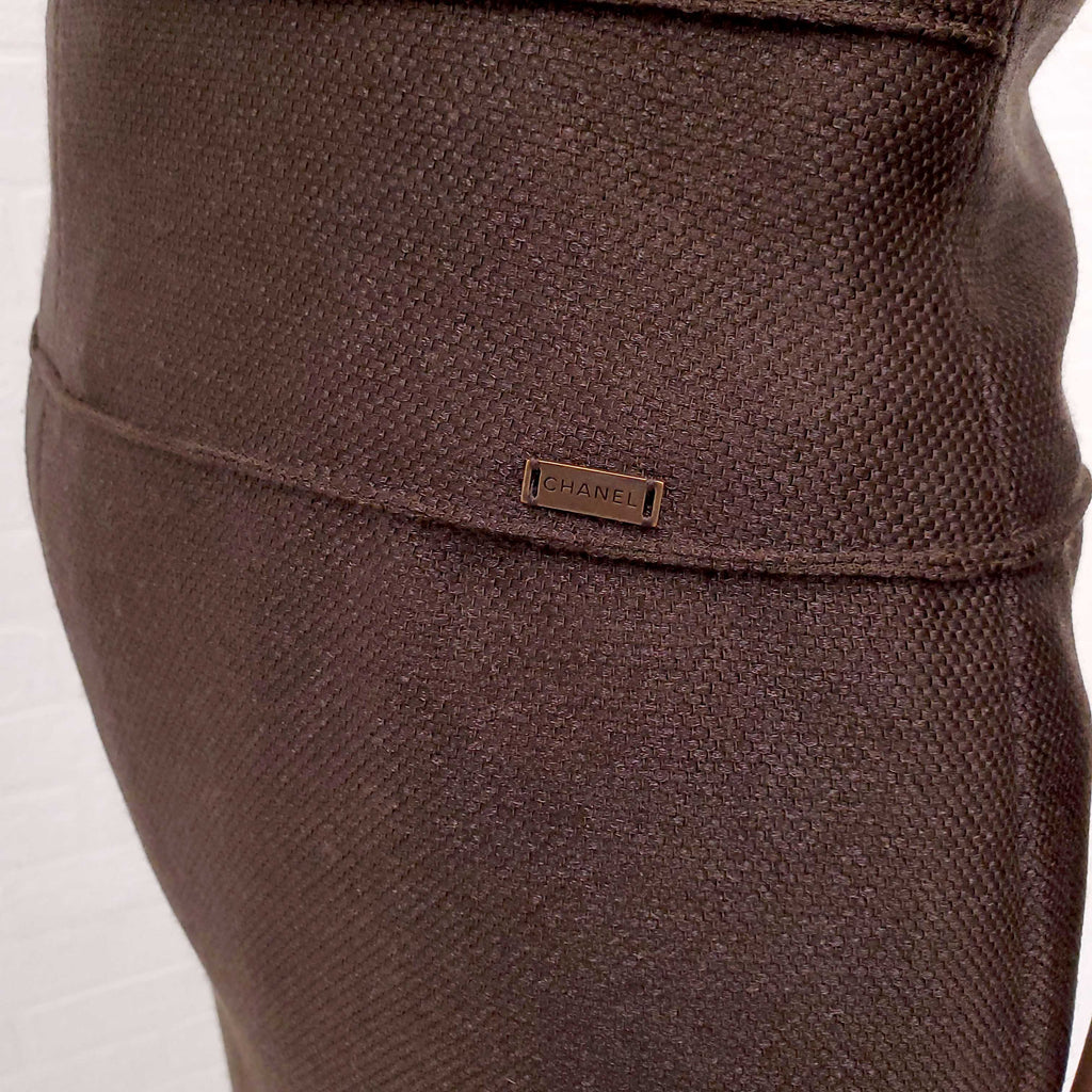 CHANEL BROWN MIDI DRESS - SIZE 36