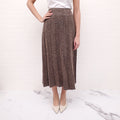 CHANEL BROWN TWEED PLEATED LONG SKIRT - SIZE 42