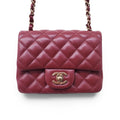CHANEL BURGUNDY LAMBSKIN MINI SQUARE FLAP BAG