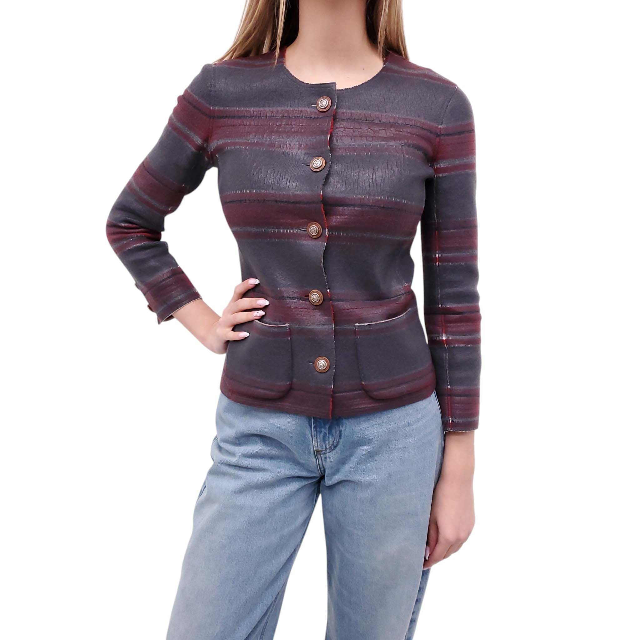 CHANEL CASHMERE STRIPED JACKET - SIZE 36