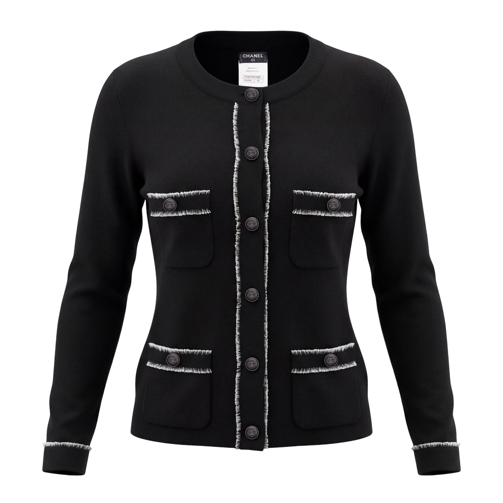 CHANEL CASHMERE SWEATER WITH LOGO BUTTONS - 42