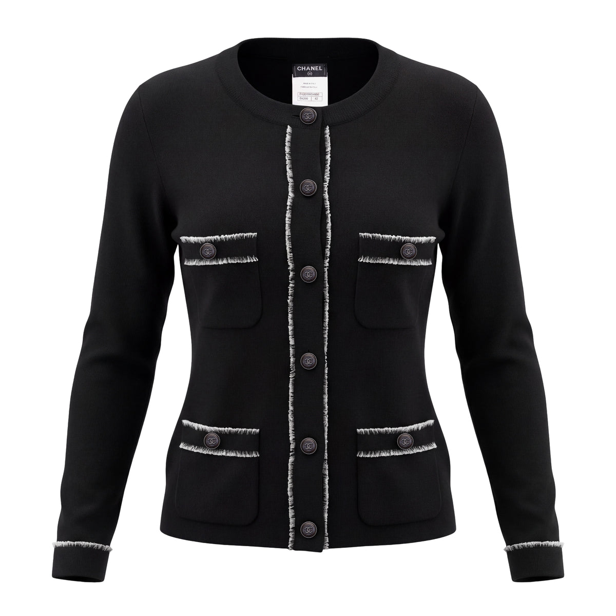 CHANEL CASHMERE SWEATER WITH LOGO BUTTONS - 42