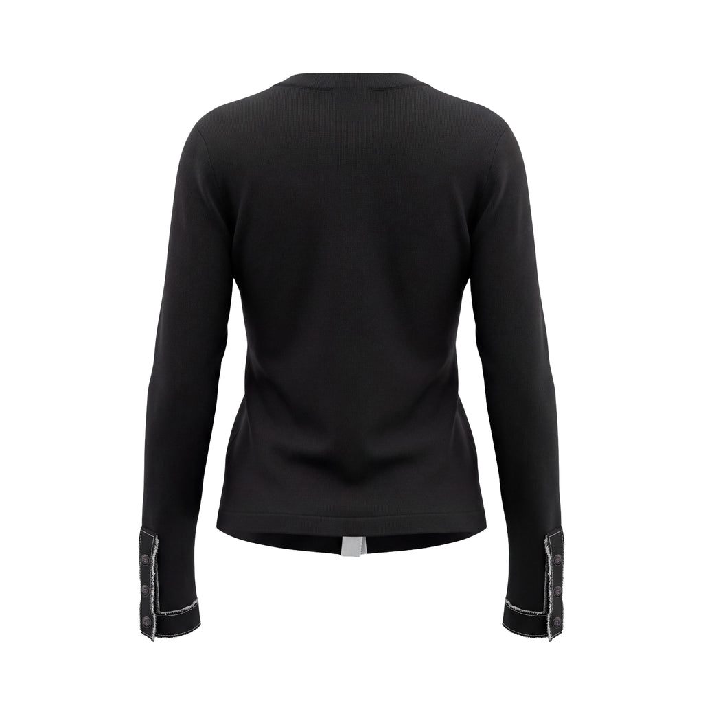CHANEL CASHMERE SWEATER WITH LOGO BUTTONS - 42
