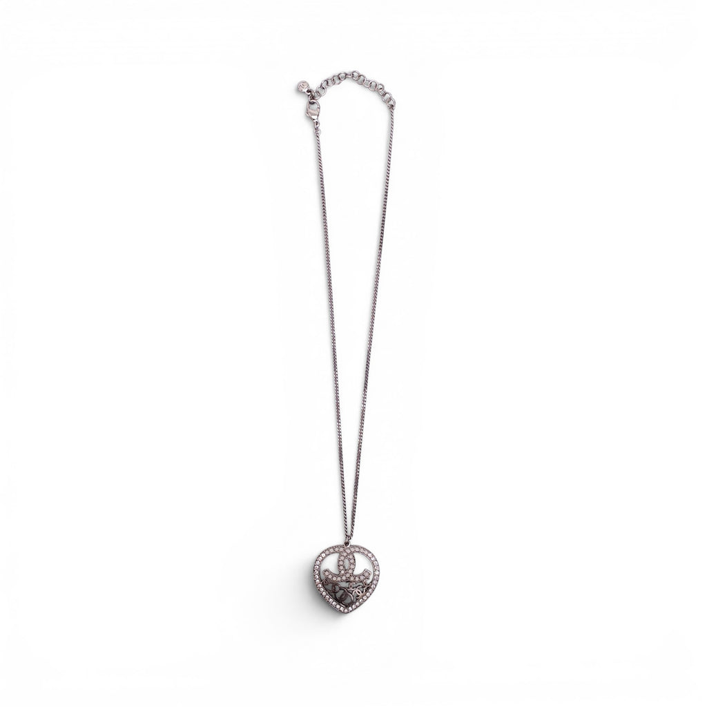 CHANEL CC HEART PEARL AND CRYSTAL GOLD TONE NECKLACE