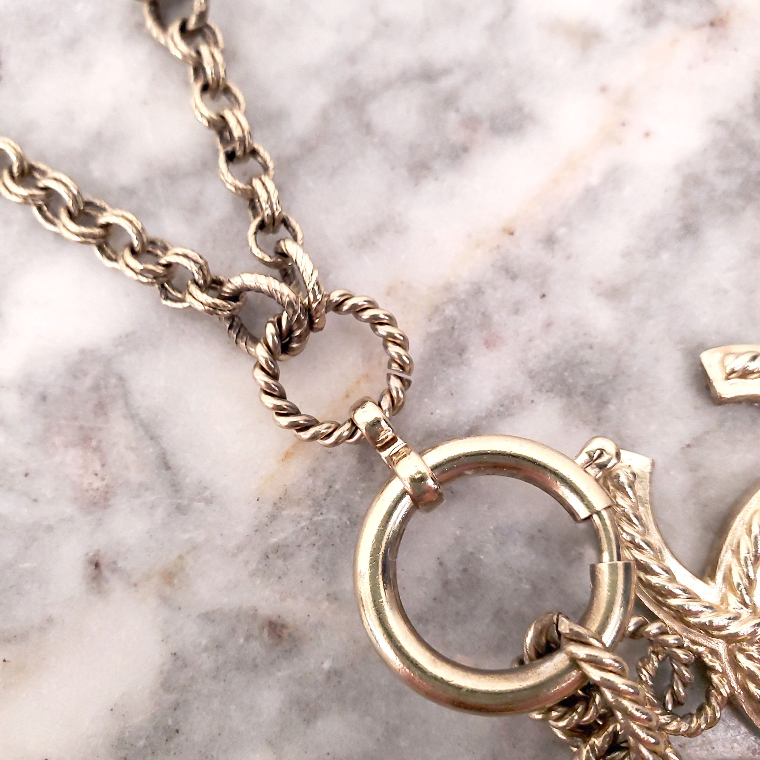 CHANEL CC LOGO AND MEDALLION BRONZE NECKLACE