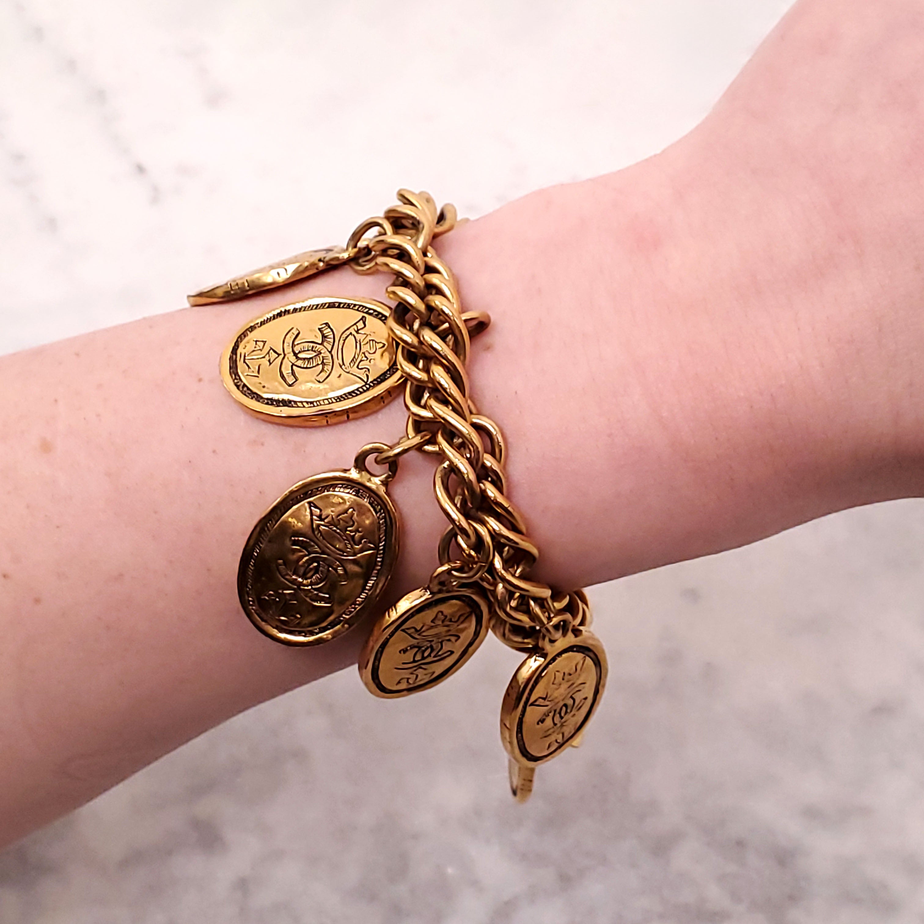 CHANEL COCO MARK BRACELET GOLD MEDALLION