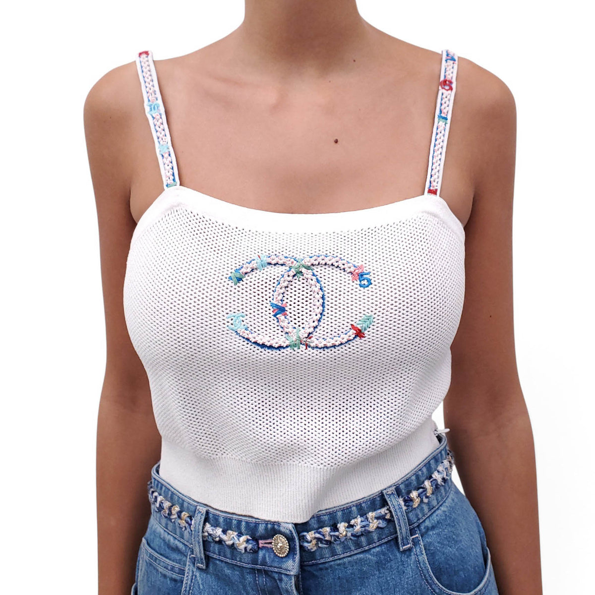 CHANEL CROCHET LOGO CC TOP - SIZE 40