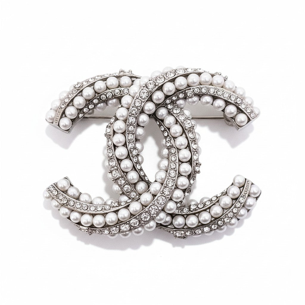 CHANEL CRYSTAL CC BROOCH