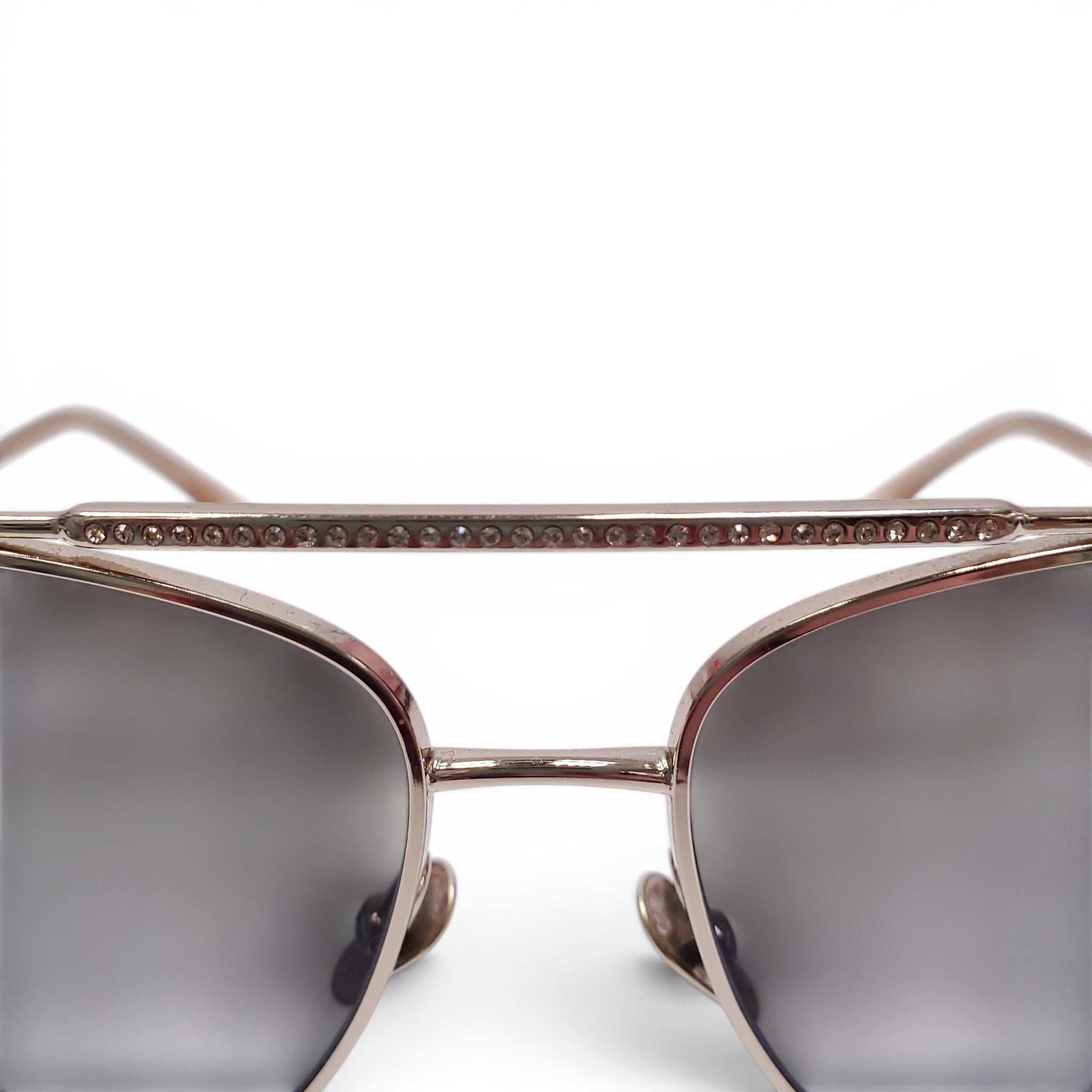 CHANEL GOLD AVIATOR SUNGLASSES WITH CRYSTAL DETAIL