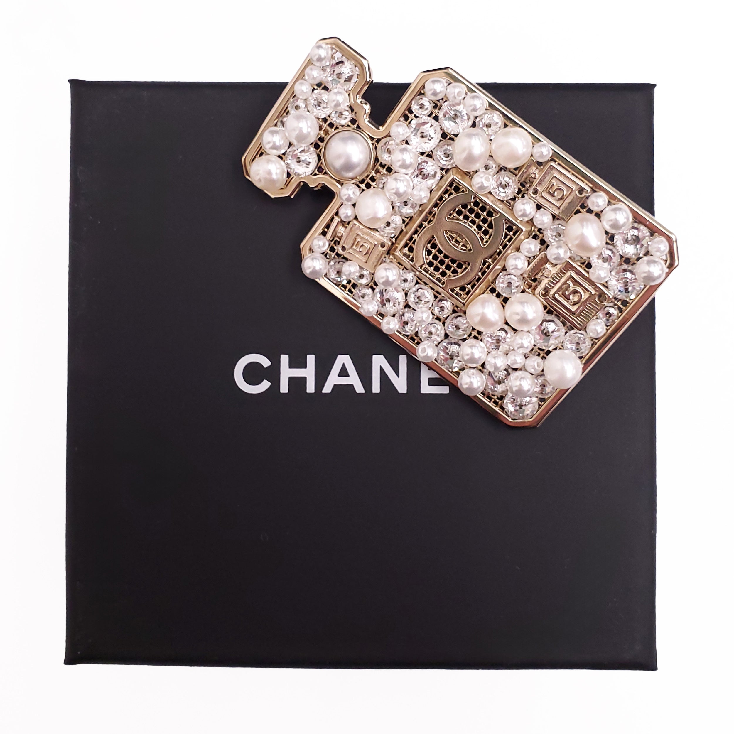 CHANEL GOLD PLATED PERFUME BOTTLE BROOCH