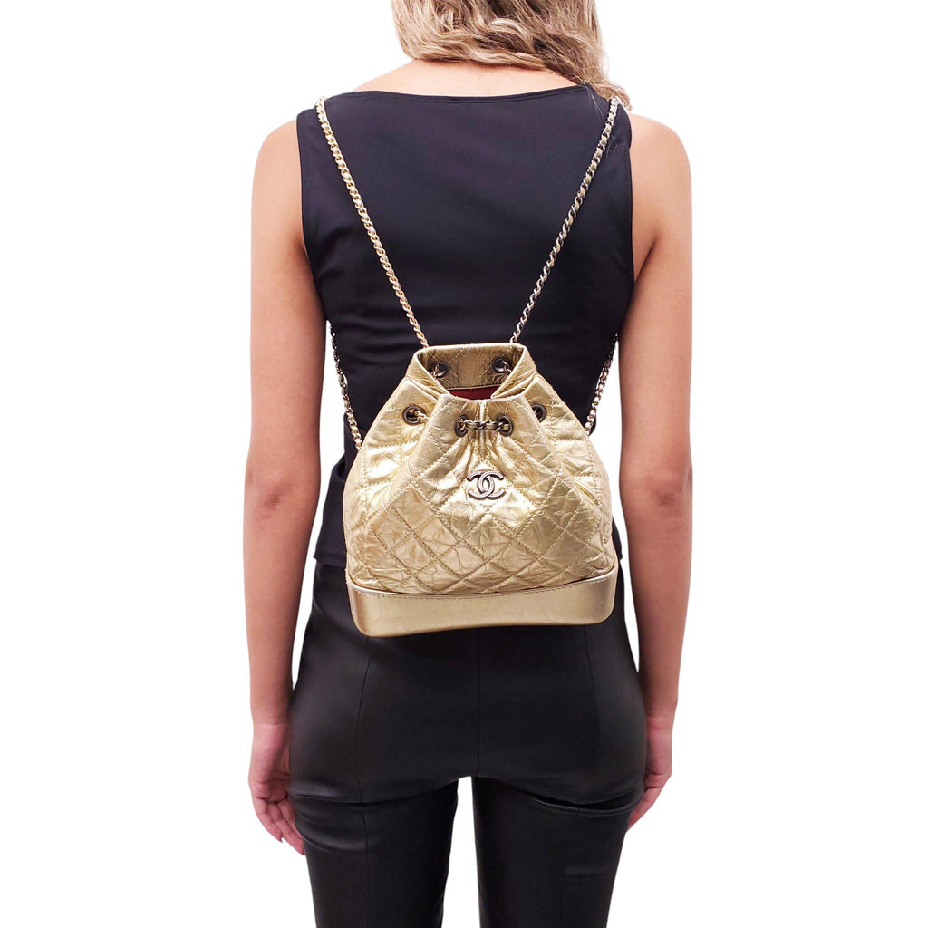 CHANEL GOLD SMALL GABRIELLE BACKPACK