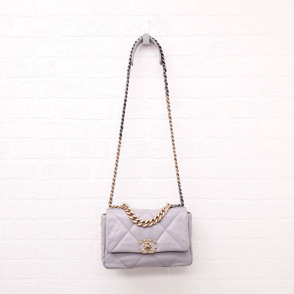 CHANEL GREY 19 FLAP BAG