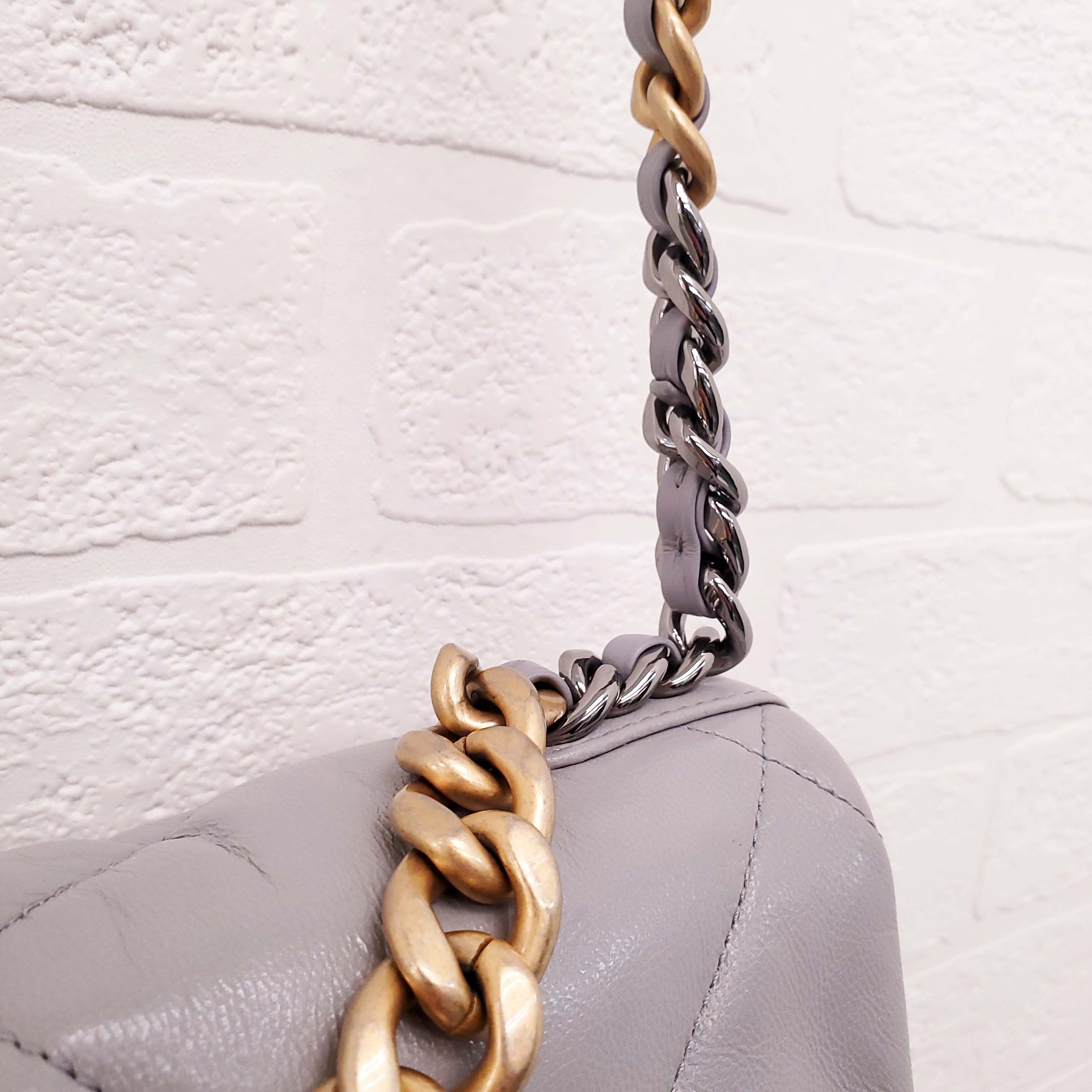 CHANEL GREY 19 FLAP BAG