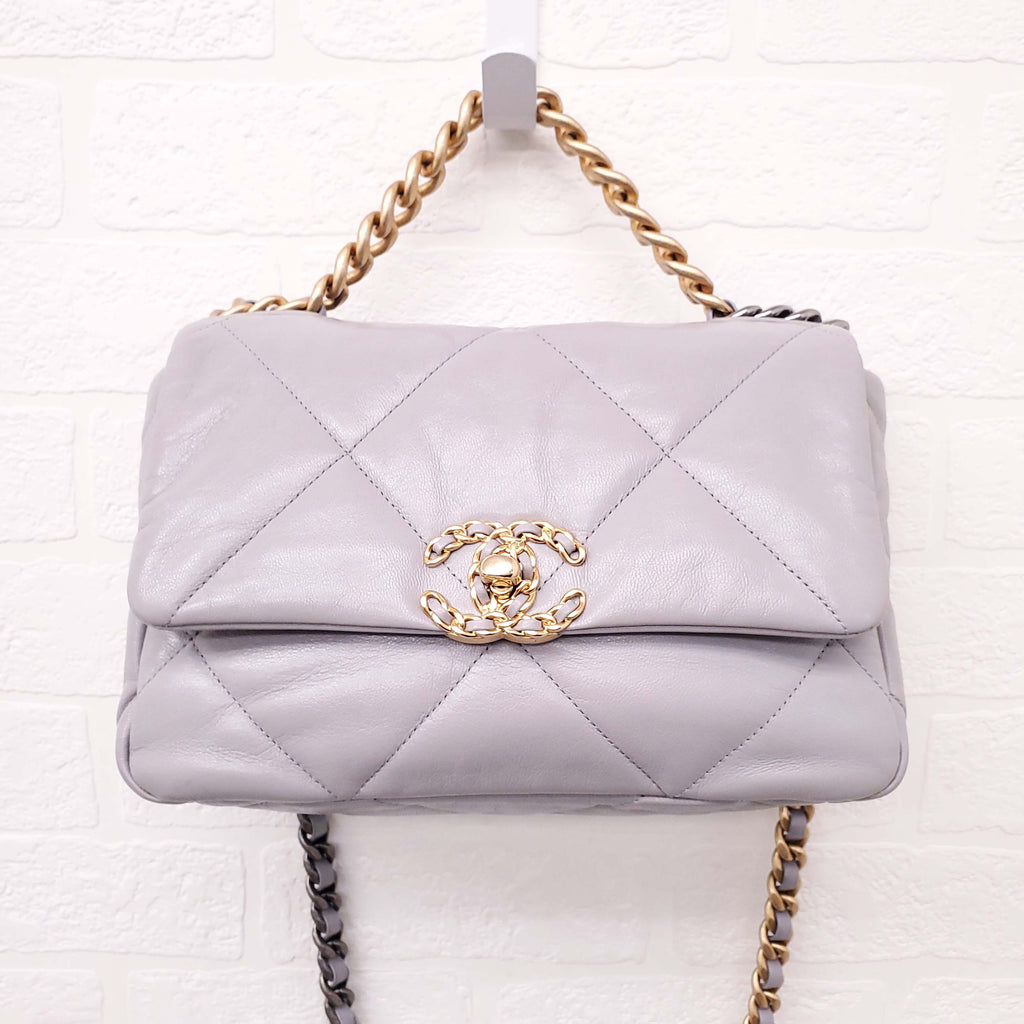 CHANEL GREY 19 FLAP BAG