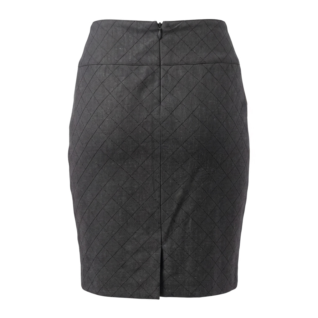 CHANEL GREY ARGYLE SKIRT - SIZE 40