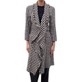 CHANEL HOUNDSTOOTH COAT WITH CC LOGO BUTTONS - SIZE 36