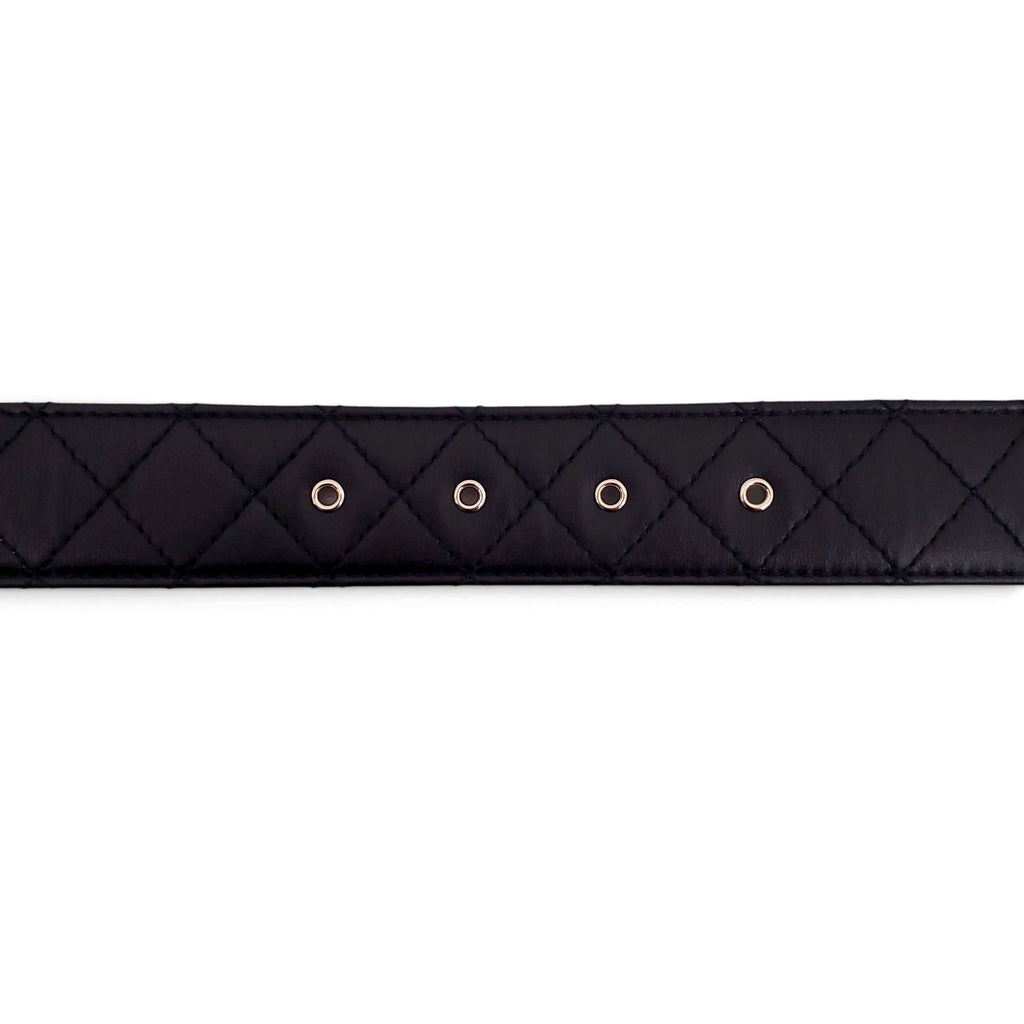 CHANEL LEATHER LOGO BELT - SIZE 105