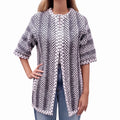 CHANEL LESAGE WOVEN GREY AND WHITE JACKET - SIZE 38