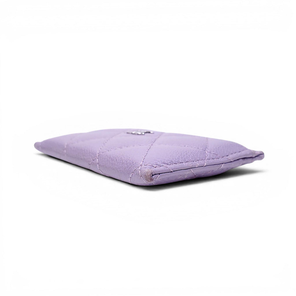 CHANEL LILAC QUILTED LEATHER CARD HOLDER